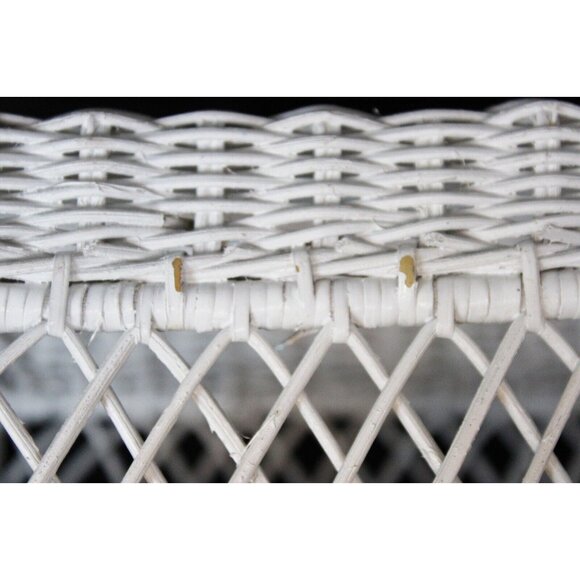 Vtg White Wicker Tissue Box Holder Kleenex Cover Woven Rattan Rectangle Boho - Picture 9 of 11